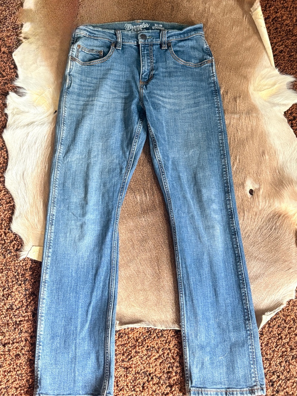 Wrangler Retro Slim Straight Jeans Men’s 30Wx29L Heavyweight Denim